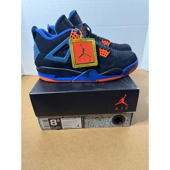 Nike Air Jordan 4 Retro “Cavs” Black Orange Game Royal 308497-027 Men Size 8.5 - Picture 1 of 8